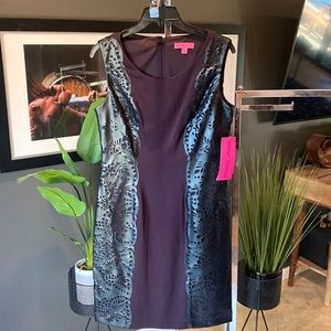 NWT Betsey Johnson Wine and Pleather Cutout Scuba Bodycon Dress